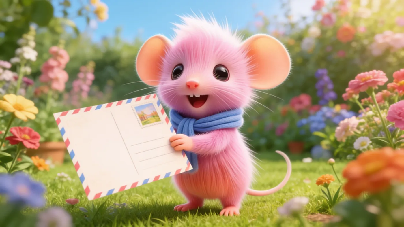 The Mousy Island postcard you receive